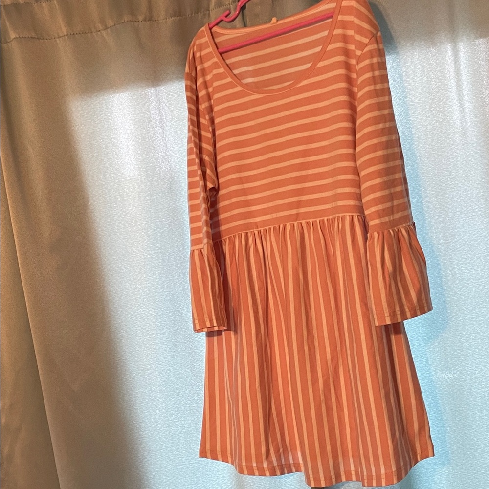 Charming Striped Coral Kids Dress